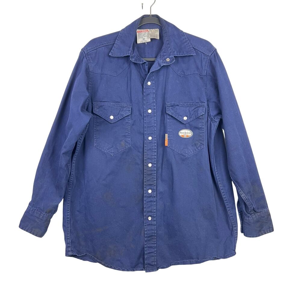 Rasco L FR Fire Resistant Light Snap Up Navy Men's Utility Work Wear NR755 CAT2